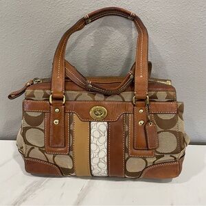 Coach Brown and Tan Signature Satchel